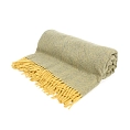 Highland Wool Blend Herringbone Blanket Navy Blue Ochre Yellow